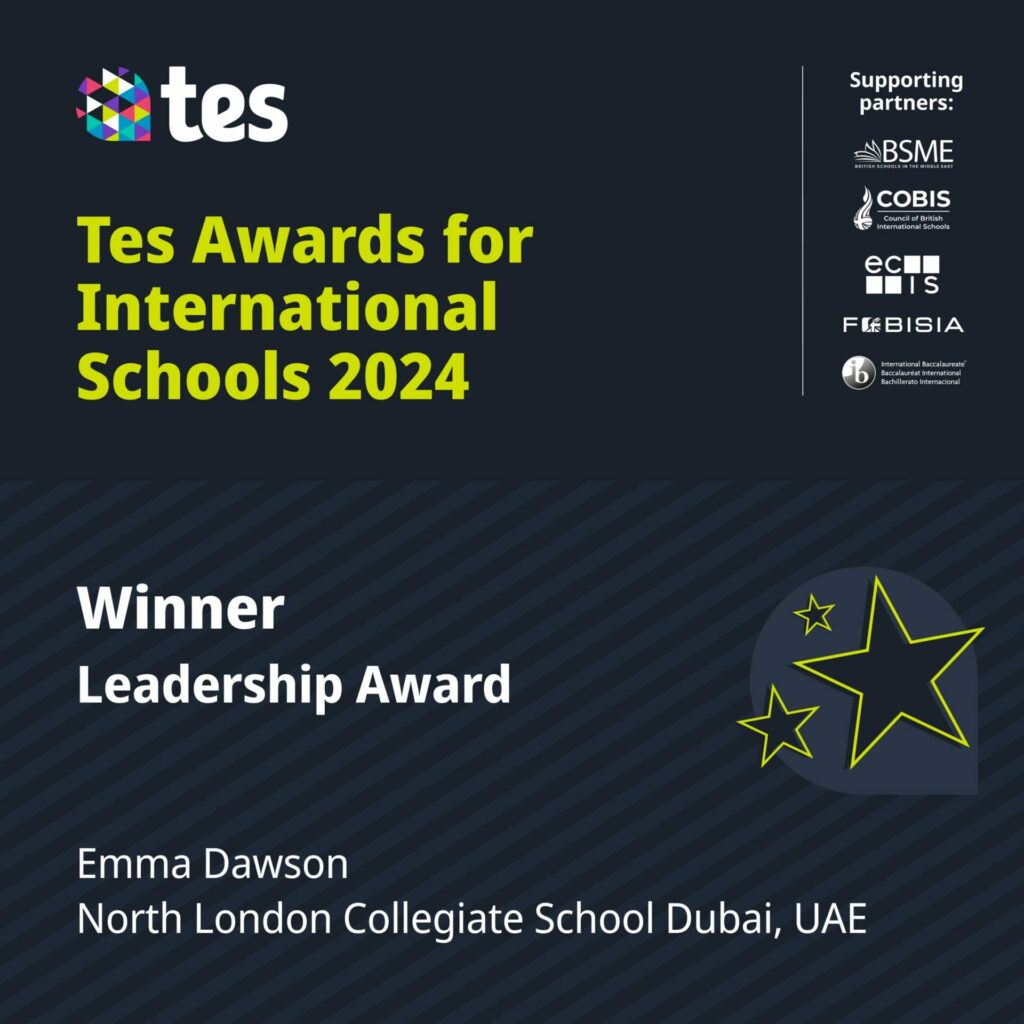 Emma Dawson, Winner of the TES International Schools Leadership Award